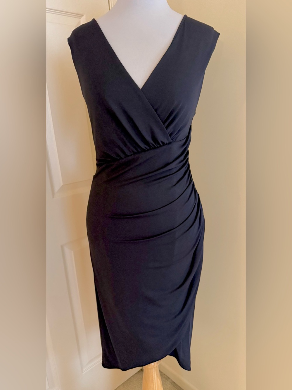 Michael Kors Navy Sleeveless Faux-Wrap Sheath Dress size 12US